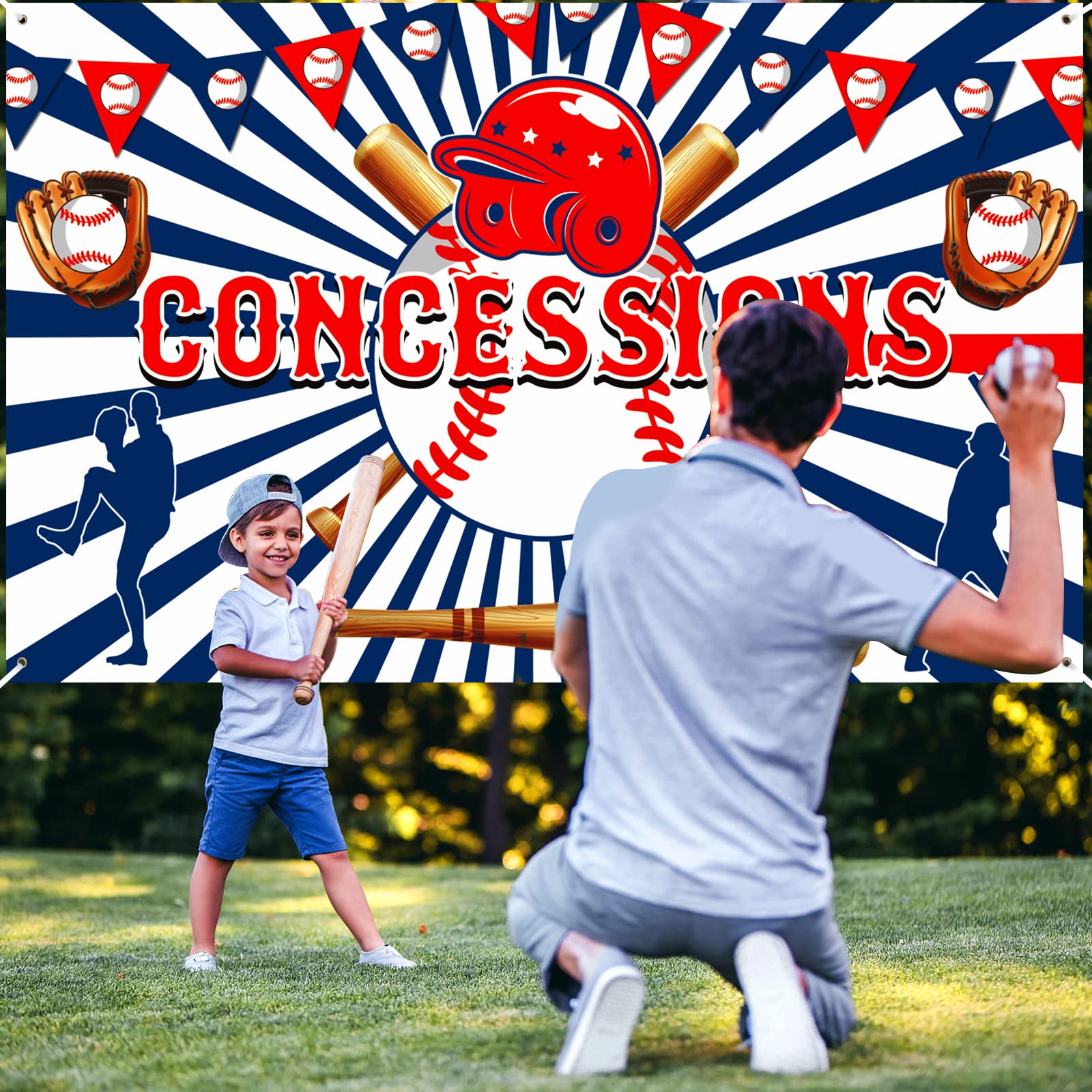 Baseball Party Decorations Banner Baseball Concessions Banner Baseball Party Supplies Large Sports Themed Birthday Backdrop for Boys Kids Teens Baseball Birthday Holiday Party Favor