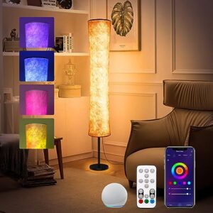 ourleeme rgb floor lamp - led floor lamps for living room voice control modern floor lamp standing lamp dimmable colorful floor lamp for bedroom compatible with alexa google home