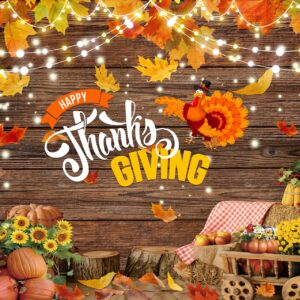 LTLYH 7x5ft Fall Thanksgiving Photography Backdrop Thanksgiving Brown Wood Wall Backdorp Thanksgiving Turkey Pumpkin Decoration Backdrop Fall Party Banner Backdrops 186