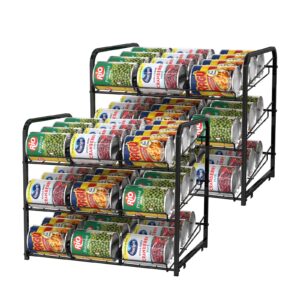 norceesan stackable can rack dispenser 2 pack can storage rack organizer can food storage rack holds up to 72 cans for kitchen cabinet countertops, black