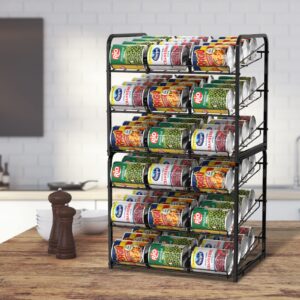 NORCEESAN Stackable Can Rack Dispenser 2 Pack Can Storage Rack Organizer Can Food Storage Rack Holds Up to 72 Cans for Kitchen Cabinet Countertops, Black