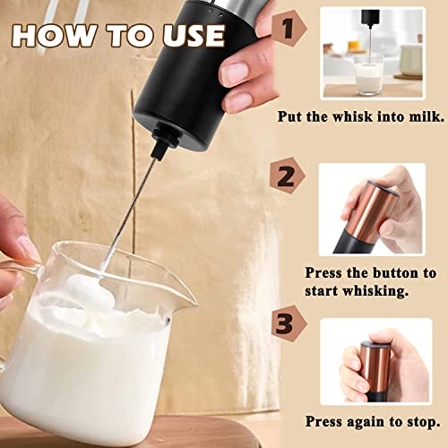 JASHRIY Milk Frother for Coffee Handeld Battery Operated Electric Frothers Stainless Steel Foam Maker Mini Foamer Whisk Drink Mixer for Cappuccino Matcha Lattes Bulletproof Coffee Hot Chocolate