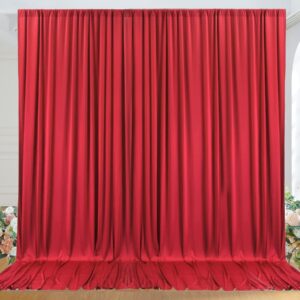 10ft x 10ft wrinkle free red backdrop curtains for parties, polyester photo backdrop drapes 2 panels 5x10ft for weddings birthday party christmas photography background