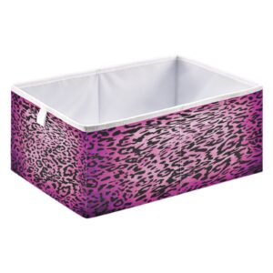 shelf baskets for organizing,closet storage bins large collapsible storage baskets with handles for closet,15x10.5x7 in, leopard pattern,odk276