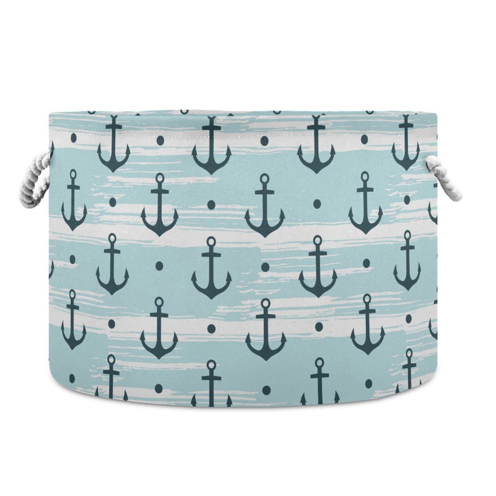 Anchors Cotton Rope Basket Blue Baby Laundry Basket for Blankets Toys Storage Basket Bins Box Organizer Basket