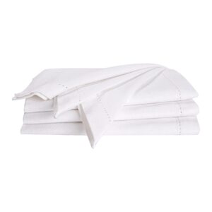 palisa cloth dinner napkins with hemstitched detailing & mitered corners set of 4 (18x18 inches) white - cotton reusable dinner napkins - perfect for weddings & everyday use