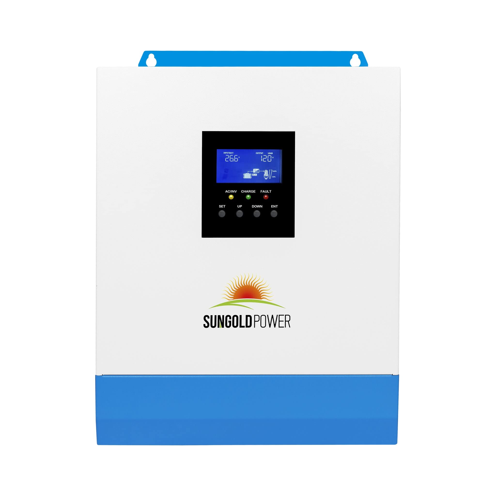 SUNGOLDPOWER 3000W 24V Hybrid Solar Inverter All in One, 120Vac AC Input,120Vac AC Output, 80A MPPT Solar Charger and 40A AC Battery Charger for Off Grid Solar System PV Range 120-450Vdc