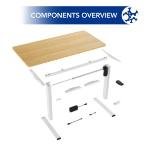 SANODESK Electric Standing Desk 48 x 30 Inches, Height Adjustable Stand Up Desk w/2-Button Controller, Ergonomic Computer Desk for Home Office, White Frame + Natural Tabletop