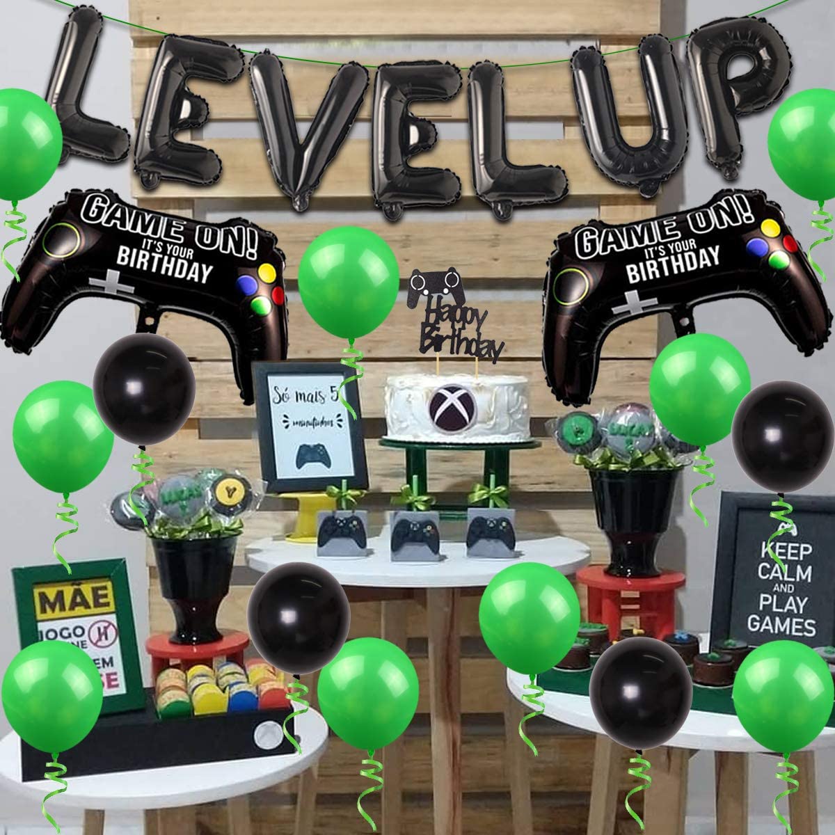 Video Game 9th Birthday Party Decoration for Boys Game on Gaming Theme Party Supplies Game Controller Level Up 9 Balloon Happy Birthday Banner Cake Topper