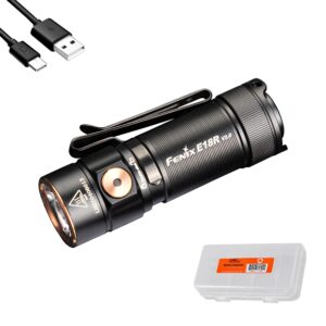 fenix e18r v2.0 edc flashlight, 1200 lumens usb-c rechargeable ultra compact pocket light with lumentac organizer