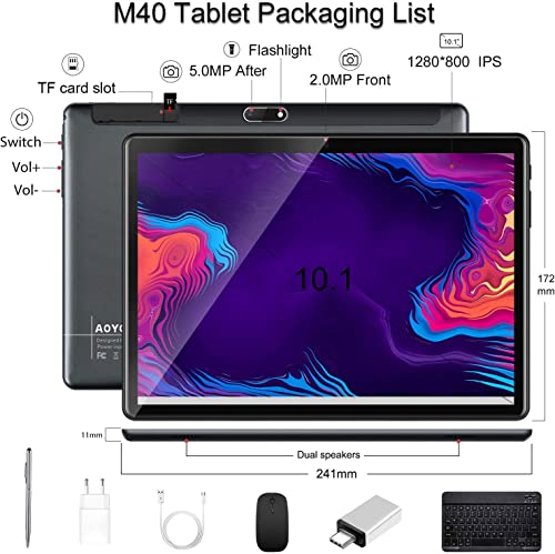 DUODUOGO Tablets 2 in 1, 10.1 inch Android 10 Tablet with Keyboard, 3GB RAM +32GB ROM(128GB Expand) Dual SIM 4G+WiFi, 8000mAh Battery,1280x800 IPS HD Display, 8MP Dual Camera, DGO-G10 (Black)