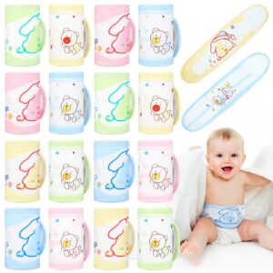 16 pcs cartoon infant umbilical cord cotton baby belly band soft newborn navel belt for 0-12 months toddlers, 2 styles