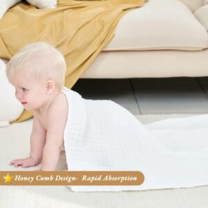 HardNok White Muslin Swaddle Blanket 6 Layer Super Soft Receiving Blanket, Breathable Baby Muslin Blanket for Boys Girls as Shower Gift (1, White 40x40)