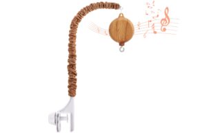 crib mobile arm with music box - imitation wood - 23 inch mobile arm for crib - crib mobile motor battery operated - volume control - 35 lullabies - crib toys attachments - holder for diy clamp mobile