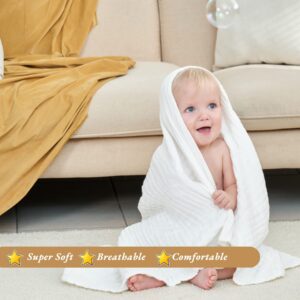 HardNok White Muslin Swaddle Blanket 6 Layer Super Soft Receiving Blanket, Breathable Baby Muslin Blanket for Boys Girls as Shower Gift (1, White 40x40)