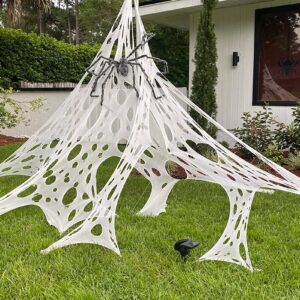 dazonge 450 sqft spider webs halloween decorations, stretchy beef netting, spooky spider web decorations for halloween party, haunted house