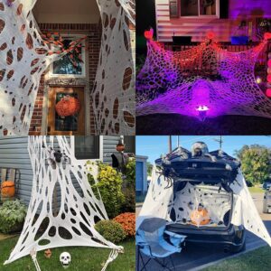 DAZONGE 450 sqft Spider Webs Halloween Decorations, Stretchy Beef Netting, Spooky Spider Web Decorations for Halloween Party, Haunted House