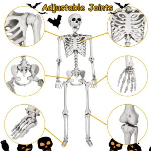 INHOTBY Halloween Skeleton Life Size,2 Pack - Adult (5.4ft) and Child (3ft) Full Size Posable Skeleton,Plastic Skeleton Halloween Decor,Scary Halloween Party Decorations Outdoor/Indoor