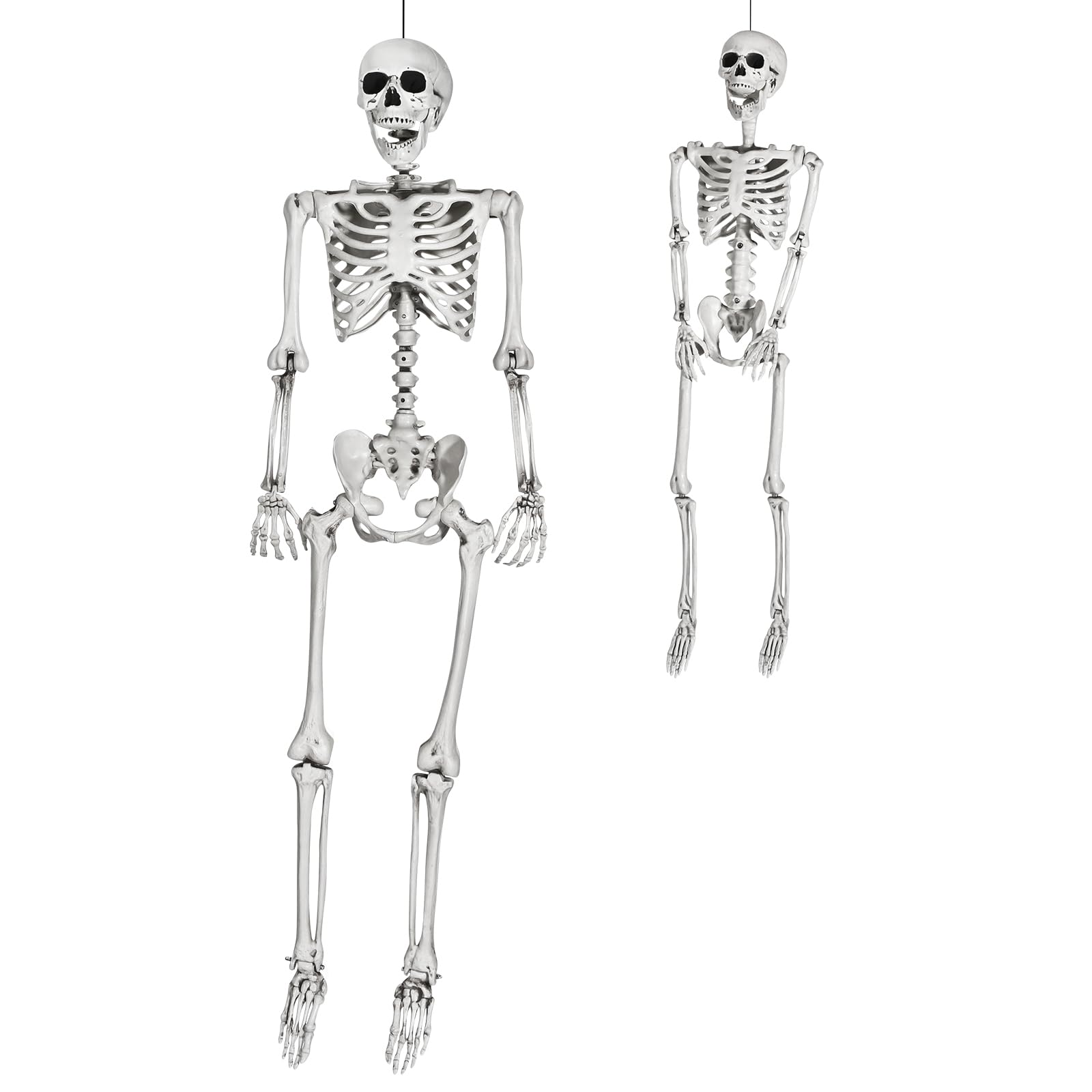 INHOTBY Halloween Skeleton Life Size,2 Pack - Adult (5.4ft) and Child (3ft) Full Size Posable Skeleton,Plastic Skeleton Halloween Decor,Scary Halloween Party Decorations Outdoor/Indoor