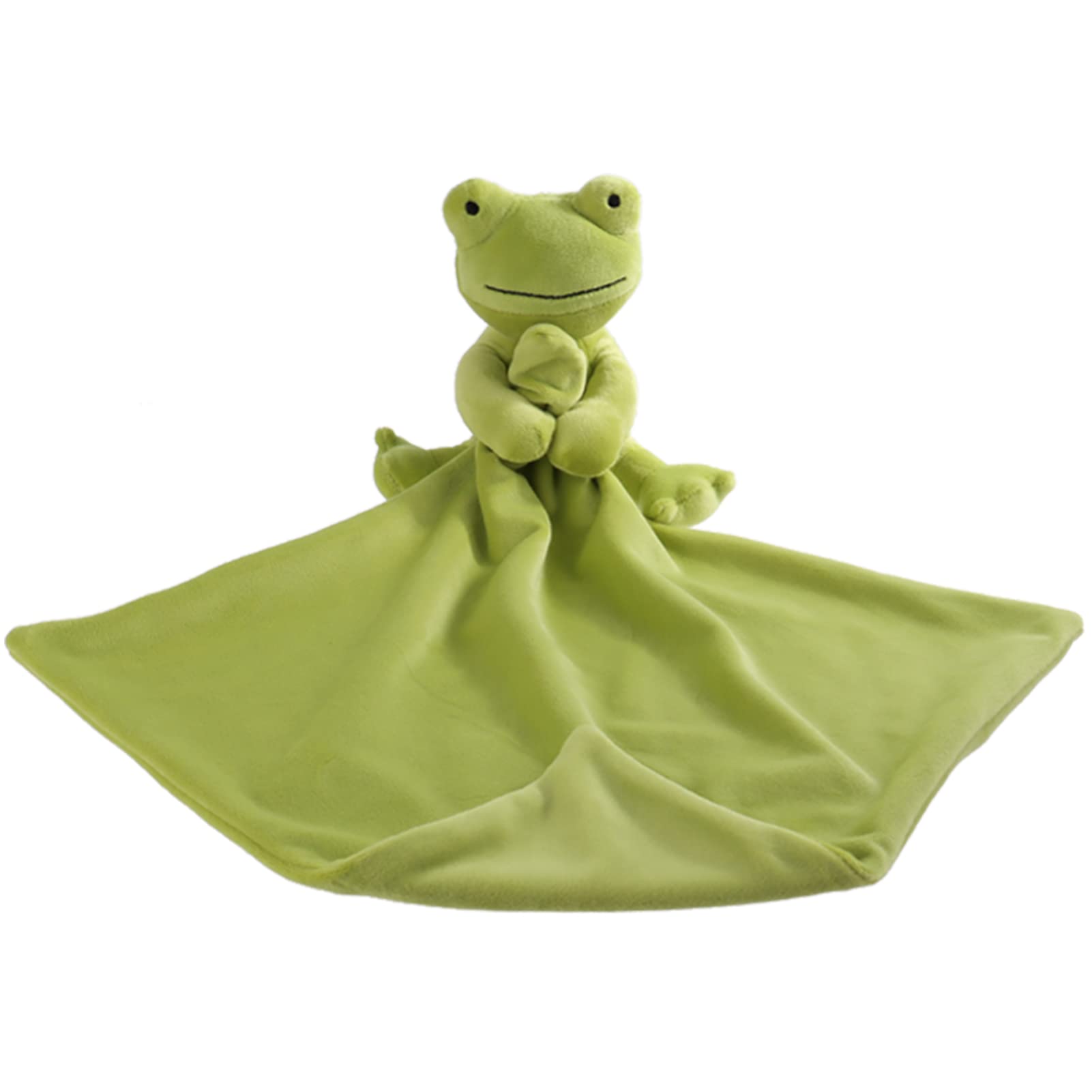 Apricot Lamb Stuffed Animals Security Blanket Green Frog Infant Nursery Character Blanket Luxury Snuggler Plush(Green Frog, 13 Inches)