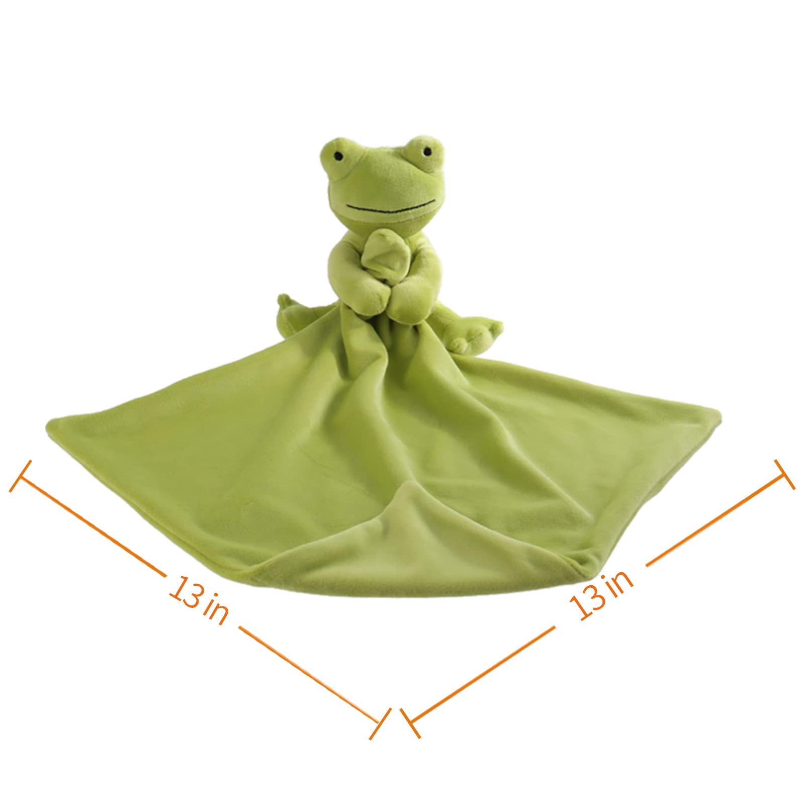Apricot Lamb Stuffed Animals Security Blanket Green Frog Infant Nursery Character Blanket Luxury Snuggler Plush(Green Frog, 13 Inches)