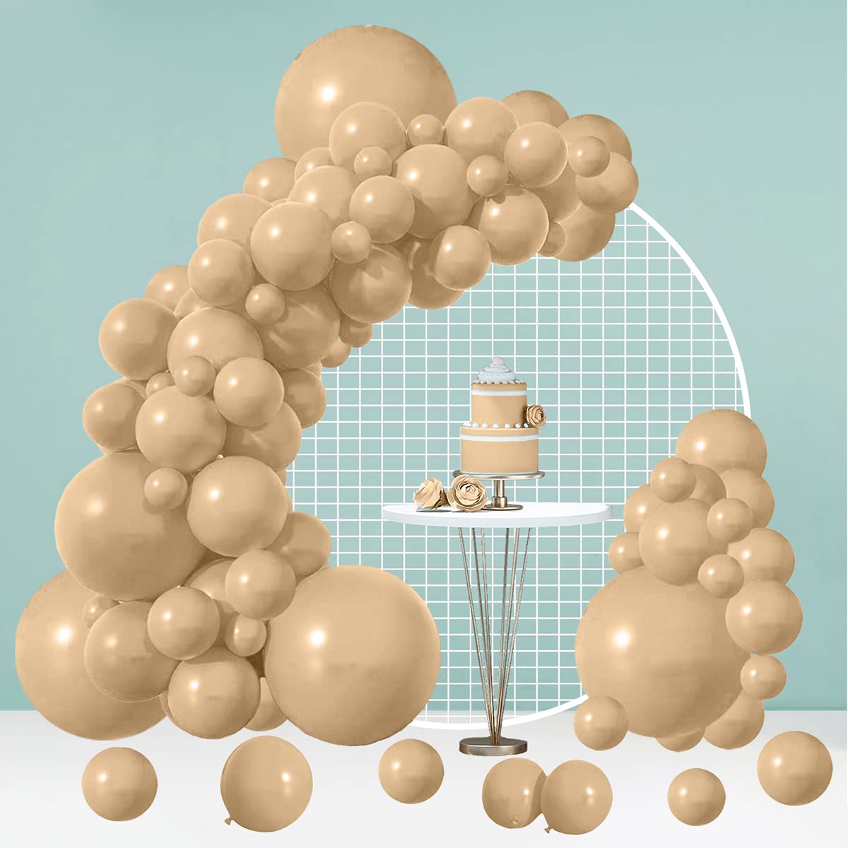 100 Pcs Nude Party Latex Balloons - 5/10/12/18 Inch Cream Balloons Beige Balloons, Neutral Color Balloons Garland Arch Kit Merry Chritmas/Graduation Balloons/Wedding/Party decorations