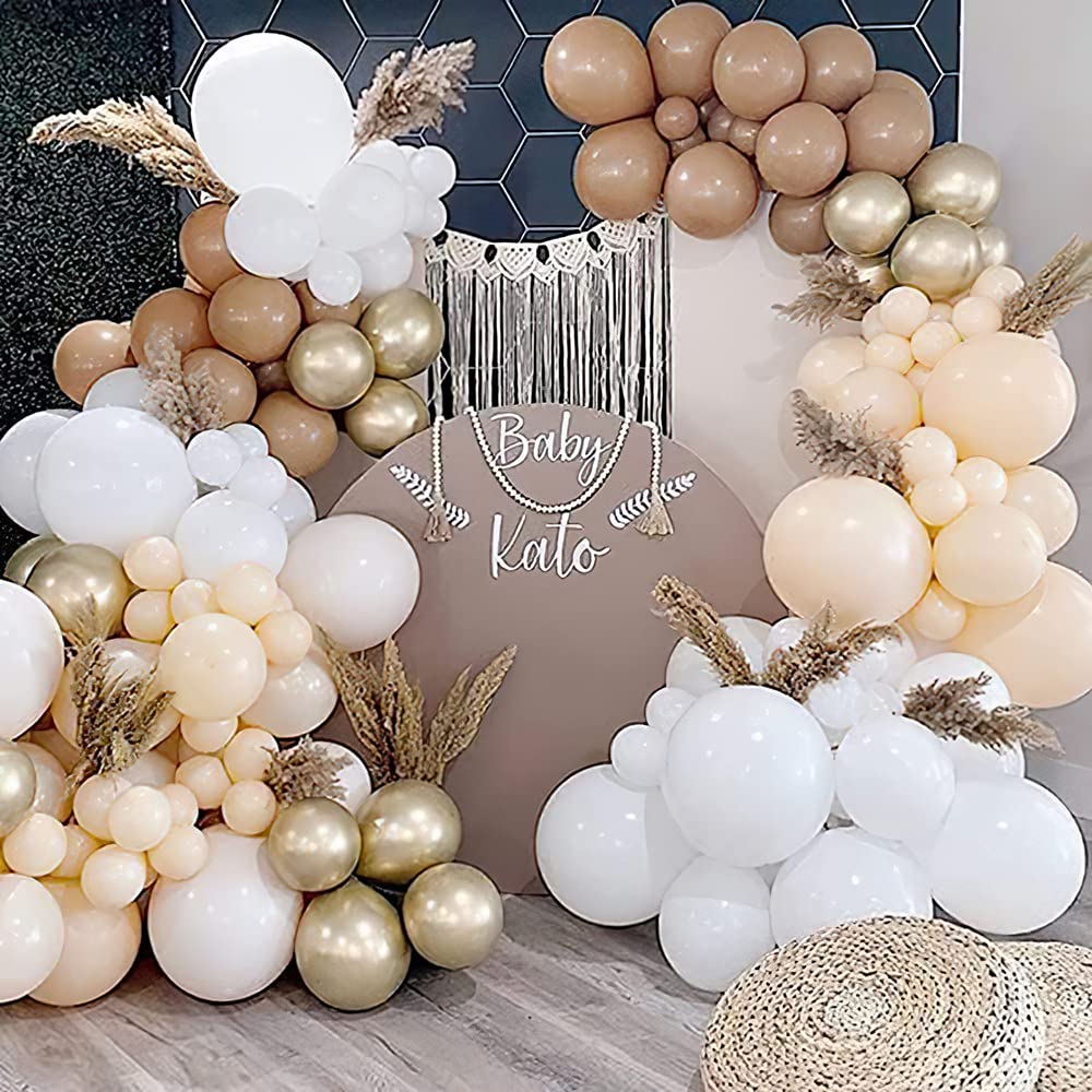 100 Pcs Nude Party Latex Balloons - 5/10/12/18 Inch Cream Balloons Beige Balloons, Neutral Color Balloons Garland Arch Kit Merry Chritmas/Graduation Balloons/Wedding/Party decorations