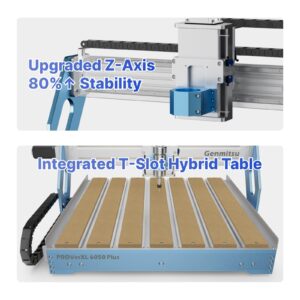 Genmitsu CNC Machine PROVerXL 6050 Plus for Metal Wood Acrylic MDF Carving, GRBL Control, 3 Axis Milling CNC Router Machine, Hybrid Table, Working Area 600 x 500 x 115mm (23.62" x 19.69" x 4.53")