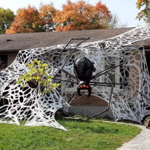 JOYSELLER Spider Web Halloween Decorations Outdoor, Stretchy 450 sqft Halloween Spider Web, Cut-Your-Own Flexible Spider Webbing for Halloween Decor (Spiders Not Included)