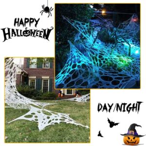 JOYSELLER Spider Web Halloween Decorations Outdoor, Stretchy 450 sqft Halloween Spider Web, Cut-Your-Own Flexible Spider Webbing for Halloween Decor (Spiders Not Included)