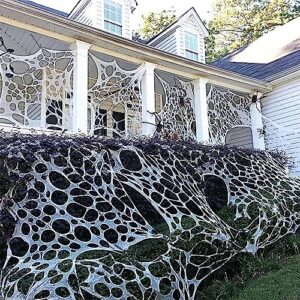 JOYSELLER Spider Web Halloween Decorations Outdoor, Stretchy 450 sqft Halloween Spider Web, Cut-Your-Own Flexible Spider Webbing for Halloween Decor (Spiders Not Included)