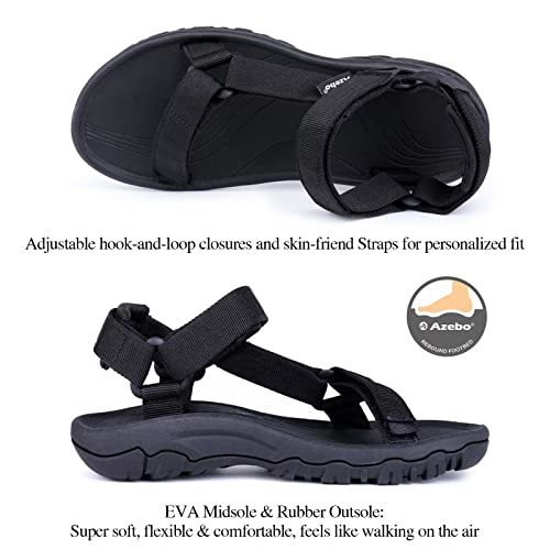 Azebo Men and Women's Hiking Sandals Comfortable Walking Sandals Outdoor Lightweight Water Shoes -MClassic.Black-43