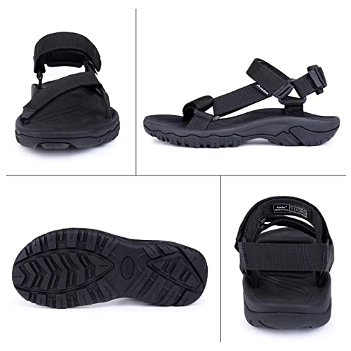 Azebo Men and Women's Hiking Sandals Comfortable Walking Sandals Outdoor Lightweight Water Shoes -MClassic.Black-43