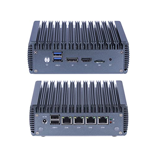 Celeron J4125 Quad Core Firewall Micro Appliance, Mini PC, Nano PC, Router PC with 8G RAM 128G SSD, 4 RJ45 2.5GBE NIC AES-NI Compatible with Pfsense OPNsense