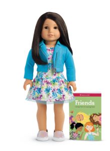 american girl truly me 18-inch doll #64 with brown eyes, black hair, and light skin with neutral undertones, for ages 6+