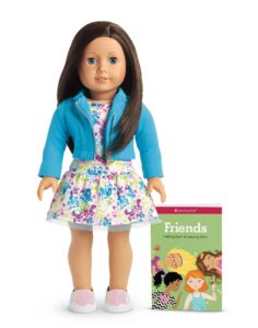 american girl truly me 18-inch doll #60 with blue eyes, black-brown hair, and light skin tone with neutral undertones