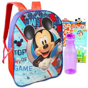 beach kids mickey mouse backpack for boys 8-12 - 16 inch mickey mouse backpack for boys bundle with water bottle, more | mickey mouse school backpack for boys