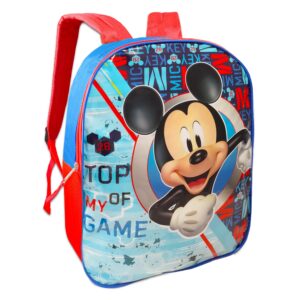 Beach Kids Mickey Mouse Backpack for Boys 8-12 - 16 Inch Mickey Mouse Backpack for Boys Bundle with Water Bottle, More | Mickey Mouse School Backpack for Boys