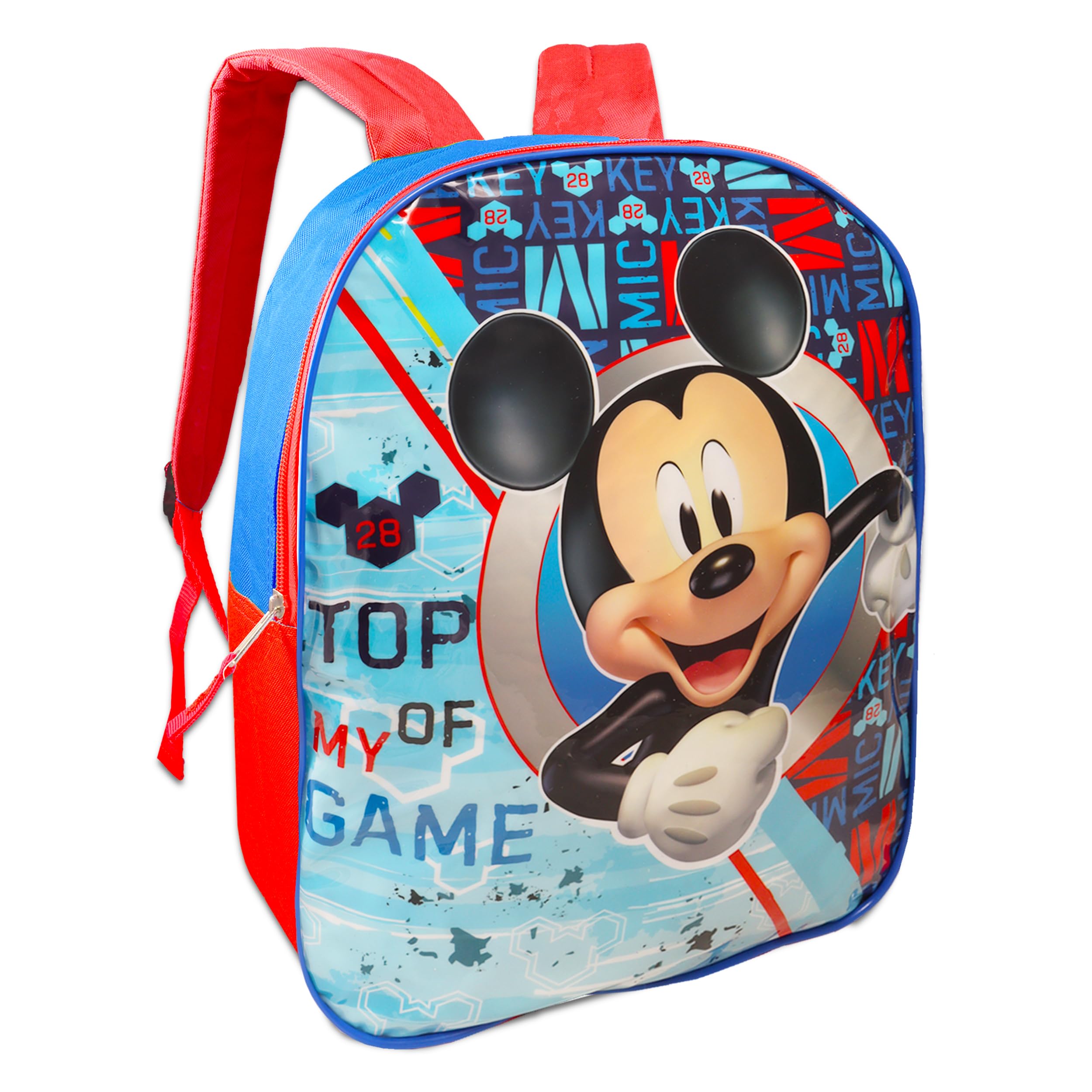 Beach Kids Mickey Mouse Backpack for Boys 8-12 - 16 Inch Mickey Mouse Backpack for Boys Bundle with Water Bottle, More | Mickey Mouse School Backpack for Boys