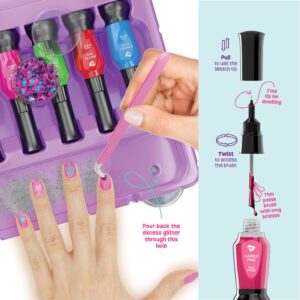 Nail Art Studio for Girls - Nail Polish Kit for Kids Ages 7-12 Years Old - Girl Gifts Ideas - Girls Nails Gift Set - Cool Girly Stuff - Polish, Pens, Glitter, Stickers, Gems, Filer - 8 9 10 11 12 Year