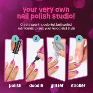 Nail Art Studio for Girls - Nail Polish Kit for Kids Ages 7-12 Years Old - Girl Gifts Ideas - Girls Nails Gift Set - Cool Girly Stuff - Polish, Pens, Glitter, Stickers, Gems, Filer - 8 9 10 11 12 Year