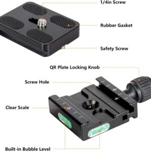 50mm Quick Release Plate Clamp Adapter Compatible with Arca Swiss for DSLR Camera Tripod Ball Head Monopod Stabilizer