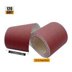 120 Grit Emery Cloth Roll, 4.5 Inch Wide 32.8 Ft Long (Equals 1/4 Sheet Sandpaper 71 Pcs) Abrasive Sandpaper Rolls for Metal Automotive Wood Furniture Sanding Paper Drum Palm Sander (120 Grit)