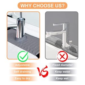 Sink Splash Guard Silicone Faucet Mat for Kitchen Sink Foldable Sink Mat Behind Faucet, TEMASH Faucet Handle Drip Catcher Tray Drain Drying Pad Countertop Protector for Kitchen Bathroom Bar RV(Grey)