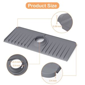 Sink Splash Guard Silicone Faucet Mat for Kitchen Sink Foldable Sink Mat Behind Faucet, TEMASH Faucet Handle Drip Catcher Tray Drain Drying Pad Countertop Protector for Kitchen Bathroom Bar RV(Grey)