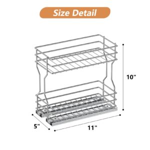 ROOMTEC Pull Out Cabinet Organizer 14" W x 18" D, Kitchen Cabinet Organizer and Storage 2-Tier Cabinet Pull Out Shelves Under Cabinet Storage for Kitchen Chrome