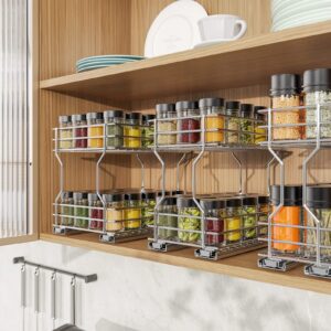 ROOMTEC Pull Out Cabinet Organizer 14" W x 18" D, Kitchen Cabinet Organizer and Storage 2-Tier Cabinet Pull Out Shelves Under Cabinet Storage for Kitchen Chrome