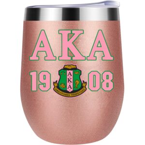 kaira friendship gifts for women aka sorority gifts for women 12oz wine tumbler with lid coffee mug stainless steel double wall insulated aka paraphernalia (rose gold)