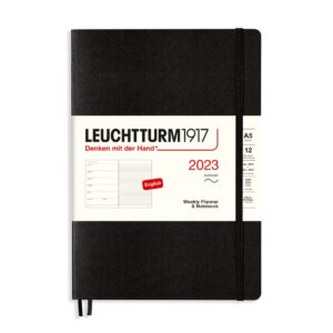 leuchtturm1917 - weekly planner & notebook softcover medium (a5) 2023, black (jan 1 - dec 31, 2023)