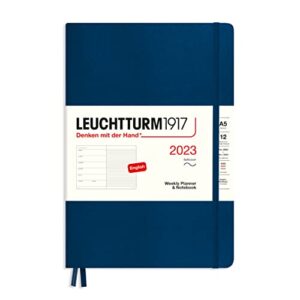leuchtturm1917 - weekly planner & notebook softcover medium (a5) 2023, navy (jan 1 - dec 31, 2023)